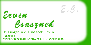 ervin csasznek business card